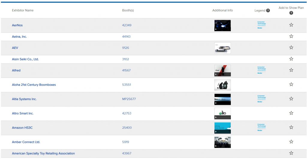 Exhibitors List Trade Show