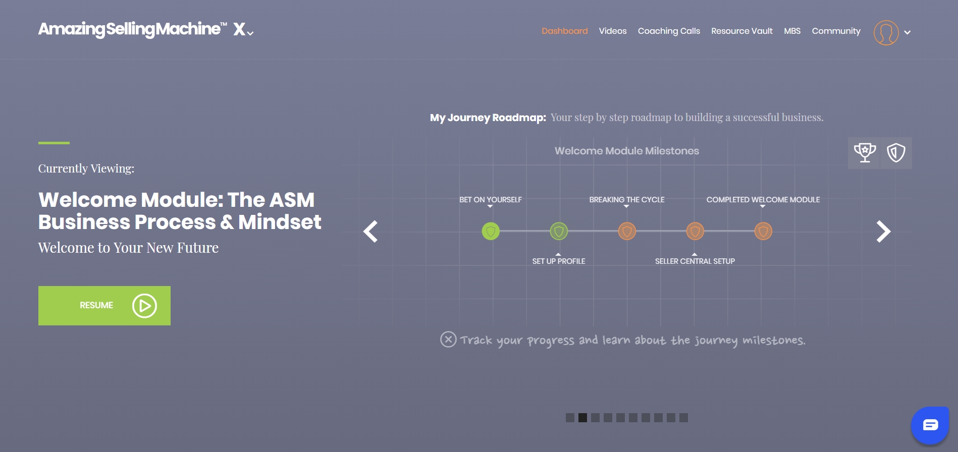 Amazing Selling Machine dashboard